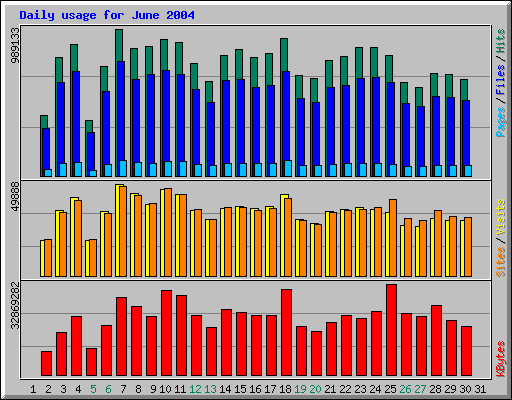Daily usage for June 2004