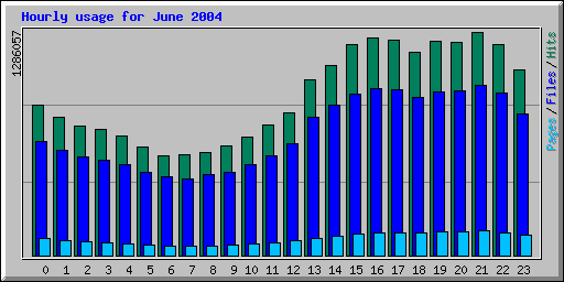 Hourly usage for June 2004